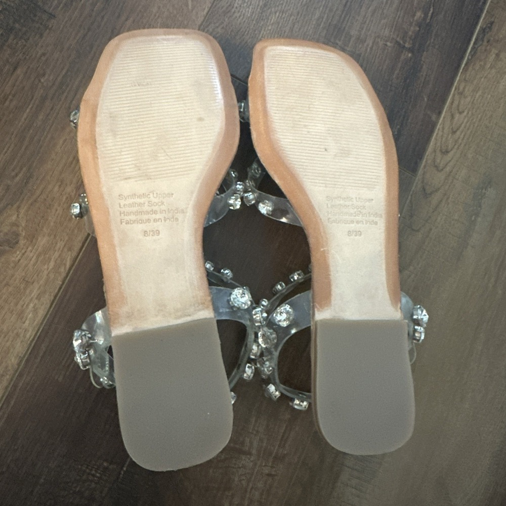 Jeffrey Cambell Amaryl Crystal Rhinestone Sandal size 39 US 8 Slides Clear Vinyl - Picture 6 of 9